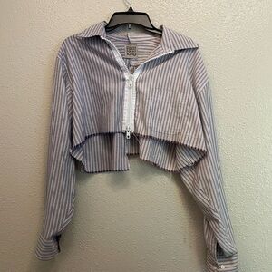 Striped Cropped Top - Blue and White